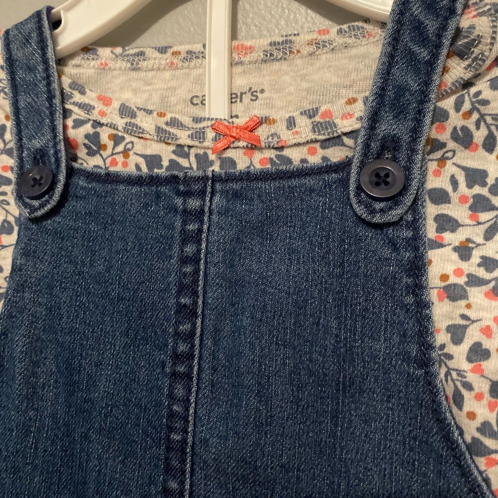 Baby girl jean jumper dress with tight and long sleeve top